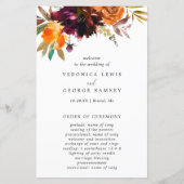 Burgundy Herfst Floral Rustic Wedding Programme (Voorkant)