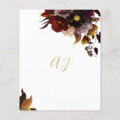 Burgundy herfst floral rustige BUDGET bruiloft nod (Achterkant)