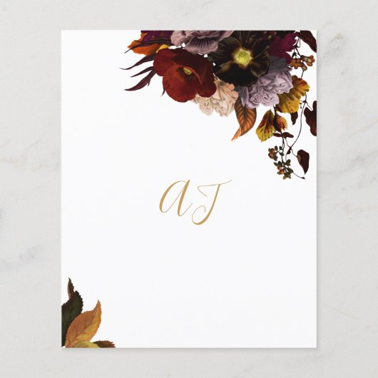 Burgundy herfst floral rustige BUDGET bruiloft nod (Achterkant)