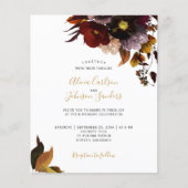 Burgundy herfst floral rustige BUDGET bruiloft nod Flyer (Voorkant)