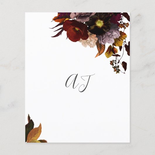 Burgundy herfst floral rustige BUDGET bruiloft nod Flyer (Achterkant)