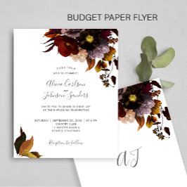 Burgundy herfst floral rustige BUDGET bruiloft nod Flyer