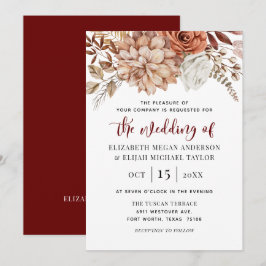 Burgundy Herfst Floral Wedding Kaart