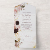 Burgundy herfst florale elegant all in one uitnodiging (Binnen)