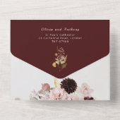 Burgundy herfst florale elegant all in one uitnodiging (Achterkant)