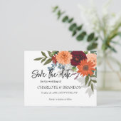 Burgundy Herfst Garden Floral Weddenschap redt dat Aankondigingskaart (Staand voorkant)