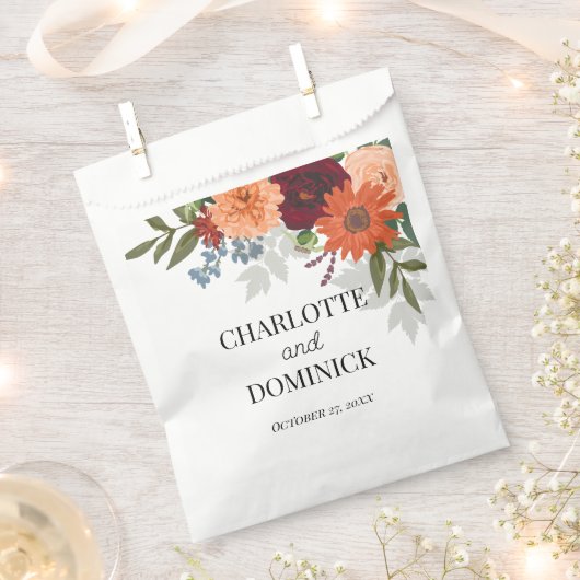 Burgundy Herfst Garden Floral Wedding Bedankzakje (Geknipt)