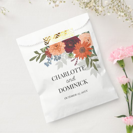 Burgundy Herfst Garden Floral Wedding Bedankzakje (Gezegeld)