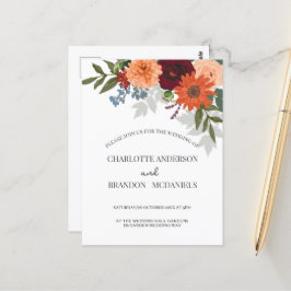 Burgundy Herfst Garden Floral Wedding Briefkaart