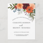Burgundy Herfst Garden Floral Wedding Briefkaart (Voorkant)