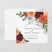 Burgundy Herfst Garden Floral Wedding Kaart (Voorkant / Achterkant)