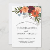 Burgundy Herfst Garden Floral Wedding Kaart (Voorkant)