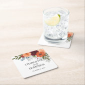 Burgundy Herfst Garden Floral Wedding Kartonnen Onderzetters (Insitu)