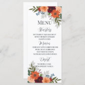 Burgundy Herfst Garden Floral Wedding Menu (Voorkant / Achterkant)