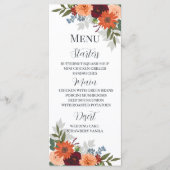 Burgundy Herfst Garden Floral Wedding Menu (Voorkant)