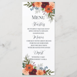 Burgundy Herfst Garden Floral Wedding Menu