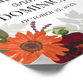 Burgundy Herfst Garden Floral Wedding Poster (Hoek)
