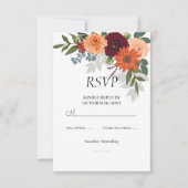 Burgundy Herfst Garden Floral Wedding RSVP Kaartje (Voorkant)