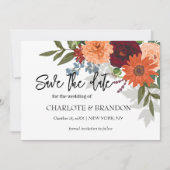 Burgundy Herfst Garden Floral Wedding Save The Date (Voorkant)