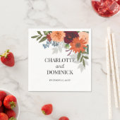 Burgundy Herfst Garden Floral Wedding Servet (Insitu)