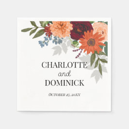 Burgundy Herfst Garden Floral Wedding Servet