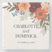 Burgundy Herfst Garden Floral Wedding Stenen Onderzetter (Voorkant)