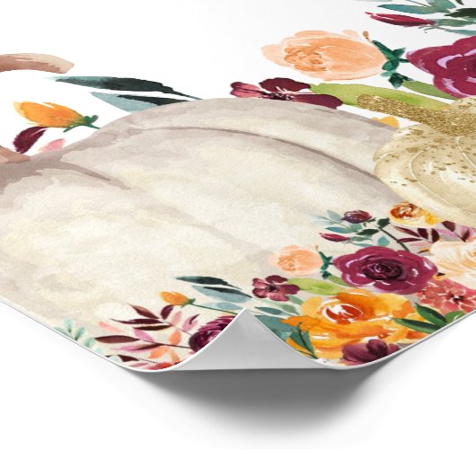 Burgundy Herfst Gold Pumpkin Weddenschap Welkomstt Poster (Hoek)