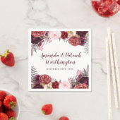 Burgundy Herfst Marsala Blush Peony Wedding Napkin Servetten (Insitu)