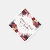 Burgundy Herfst Marsala Blush Peony Wedding Napkin Servetten (Hoek)