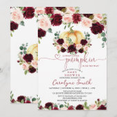 Burgundy Herfst Pumpkin Baby shower Uitnodiging (Voorkant / Achterkant)