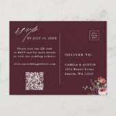 Burgundy Herfst Romantische Trouw QR Code RSVP Briefkaart (Achterkant)
