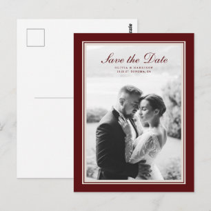 Burgundy Herfst Save the Date-ansichtkaart Briefkaart