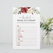 Burgundy herfst vrijgezellenfeest emoji pictionary (Staand voorkant)