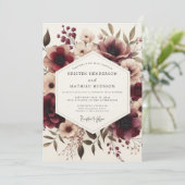 Burgundy Heritage Bruiloft Kaart (Staand voorkant)