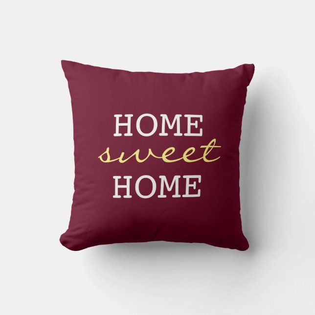 Burgundy Home Sweet Home - Fun Home Decor Kussen (Voorkant)