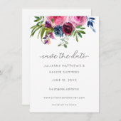 Burgundy Hot Pink & Navy Blue Save the Date (Voorkant / Achterkant)
