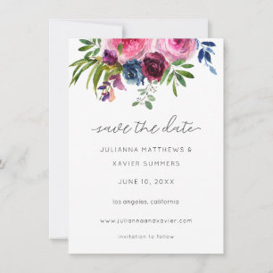 Burgundy Hot Pink & Navy Blue Save the Date