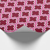 Burgundy Hot Pink White Moroccan #4DS Cadeaupapier (Hoek)