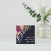 Burgundy Hydrangea & Roze Roses Vierkante Visitekaartje (Staand voorkant)