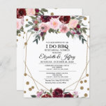 Burgundy I Do BBQ Rehearsal Dinner Invitation<br><div class="desc">Budget Floral Burgundy Gold Glitter Geometric Wedding I do bbq Rehearsal Dinner Invitations</div>