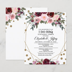 Burgundy I Do BBQ Rehearsal Dinner Invitation