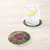 Burgundy Iceberg Roos #1 Sandstone Onderzetter (Zijkant)