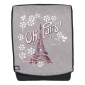 Burgundy Illustration Eiffel Tower White Daisies Rugtassen (Voorkant)