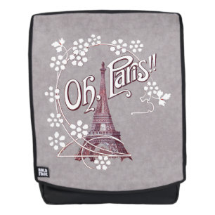 Burgundy Illustration Eiffel Tower White Daisies Rugtassen