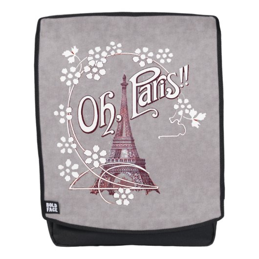 Burgundy Illustration Eiffel Tower White Daisies Rugtassen (Voorkant)