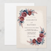 Burgundy Illustrious Winter Wedding Kaart (Voorkant / Achterkant)