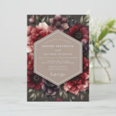 Burgundy Impasto Flora Wedding Kaart (Staand voorkant)