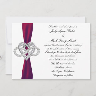 Burgundy Infinity Heart Wedding Invitation Kaart