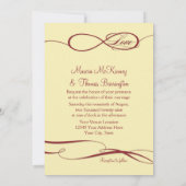 Burgundy Infinity Symbol Infinite Love Invite Kaart (Achterkant)
