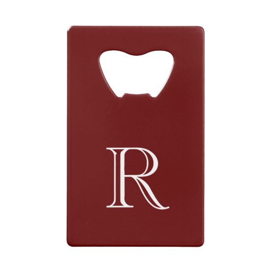 Burgundy Initial Roodstalen Flesopener Creditkaart Flessenopener (Voorkant)